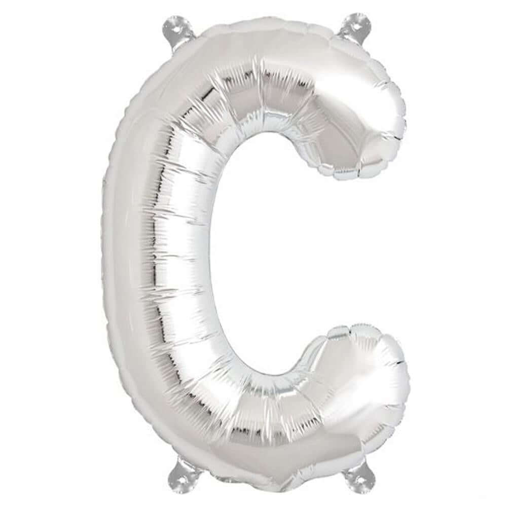 13" Silver Letter & Number Balloons, Shiny Metallic Mylar Foil Alphabet Balloons