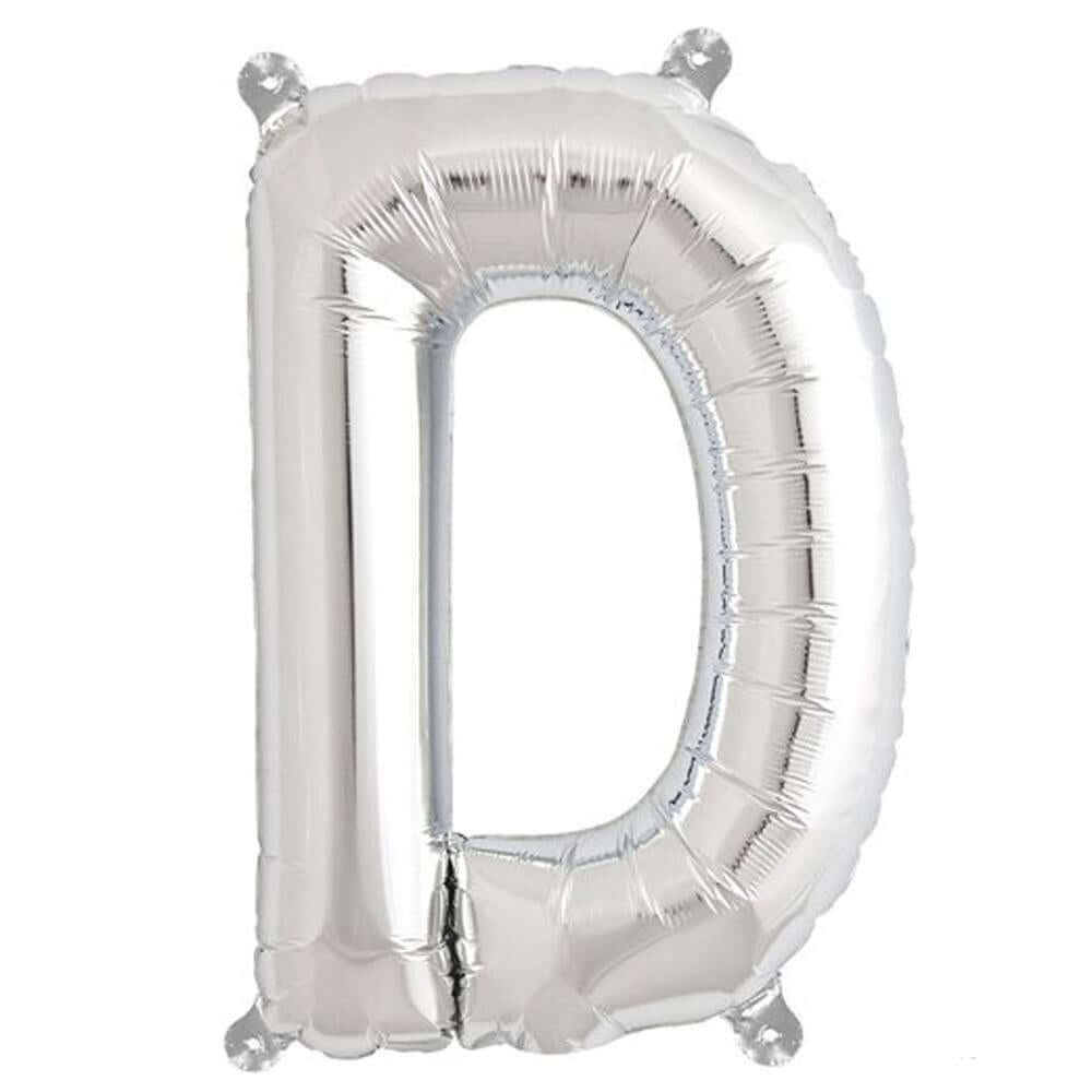 13" Silver Letter & Number Balloons, Shiny Metallic Mylar Foil Alphabet Balloons