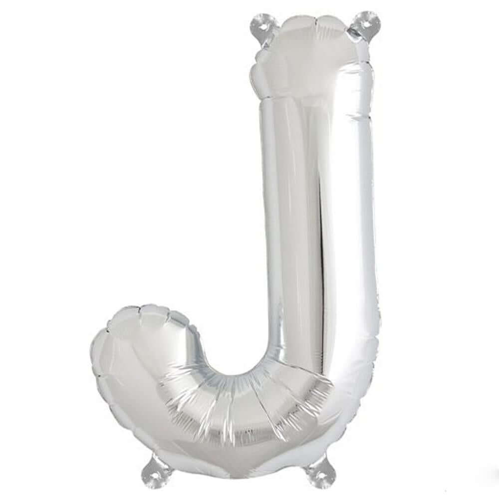 13" Silver Letter & Number Balloons, Shiny Metallic Mylar Foil Alphabet Balloons