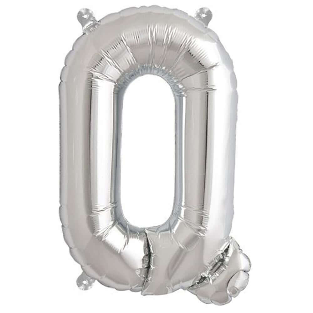 13" Silver Letter & Number Balloons, Shiny Metallic Mylar Foil Alphabet Balloons