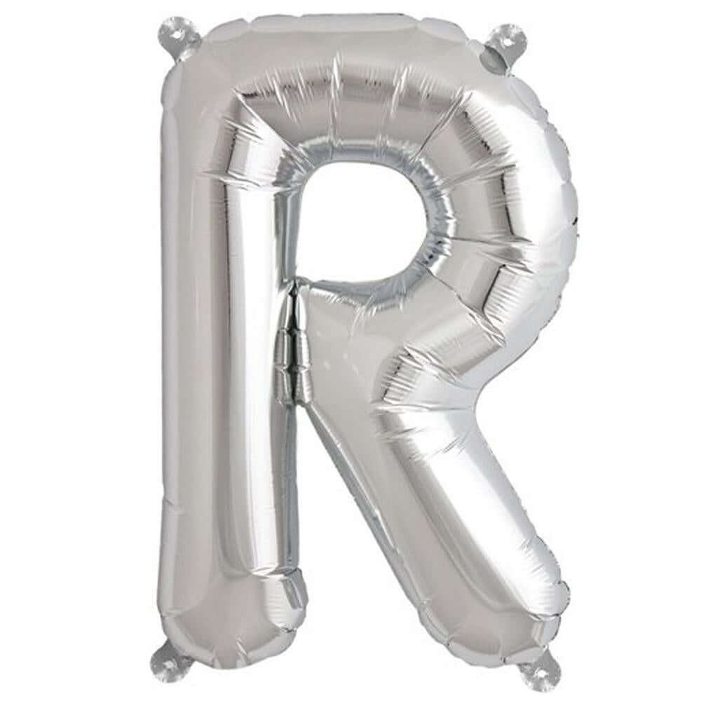 13" Silver Letter & Number Balloons, Shiny Metallic Mylar Foil Alphabet Balloons