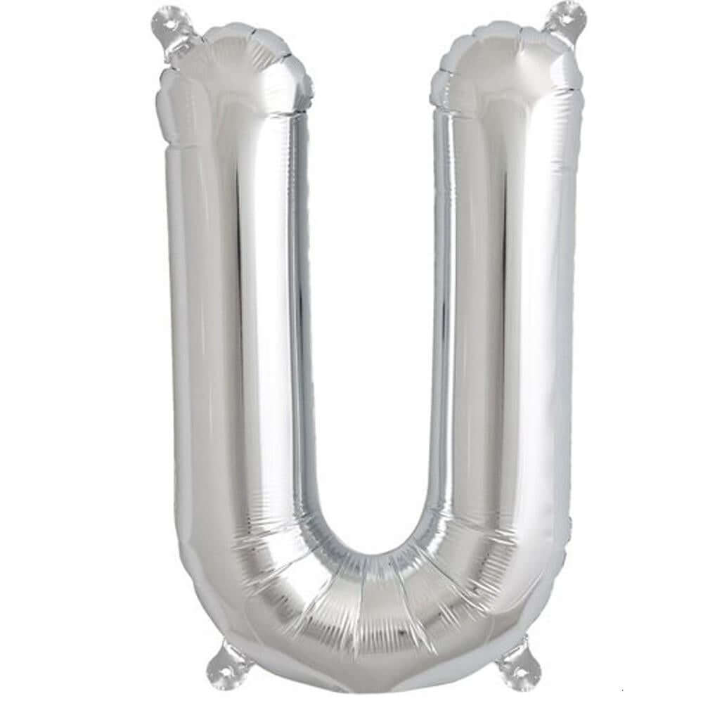 13" Silver Letter & Number Balloons, Shiny Metallic Mylar Foil Alphabet Balloons