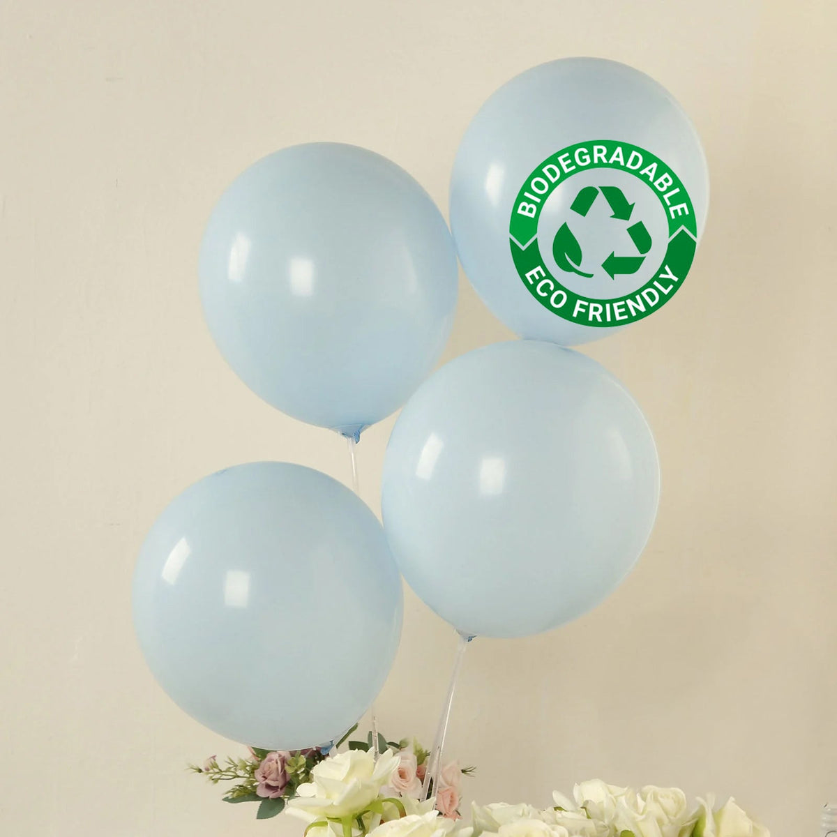 50 Pack Matte Pastel Ice Blue Biodegradable Balloons 12", Round Eco-friendly Thick Latex Party Balloons