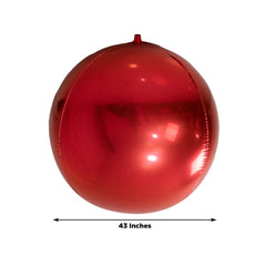 2-Pack Metallic Red Sphere Balloons, 43" Orbz Mylar Balloons Helium or Air-Filled Party Supplies