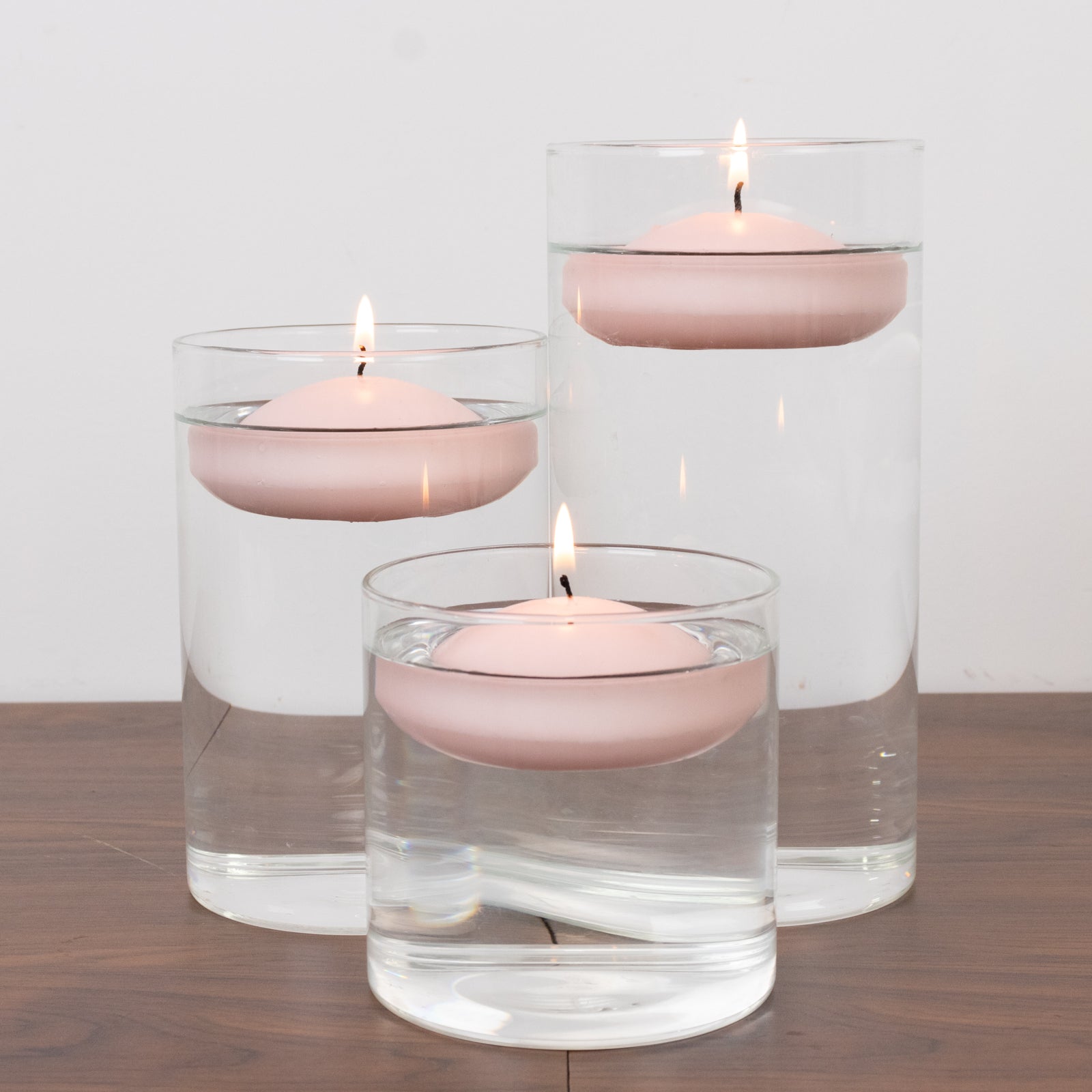 12 Pack 3" Blush Floating Candles, Unscented Dripless Wax Discs for Centerpieces