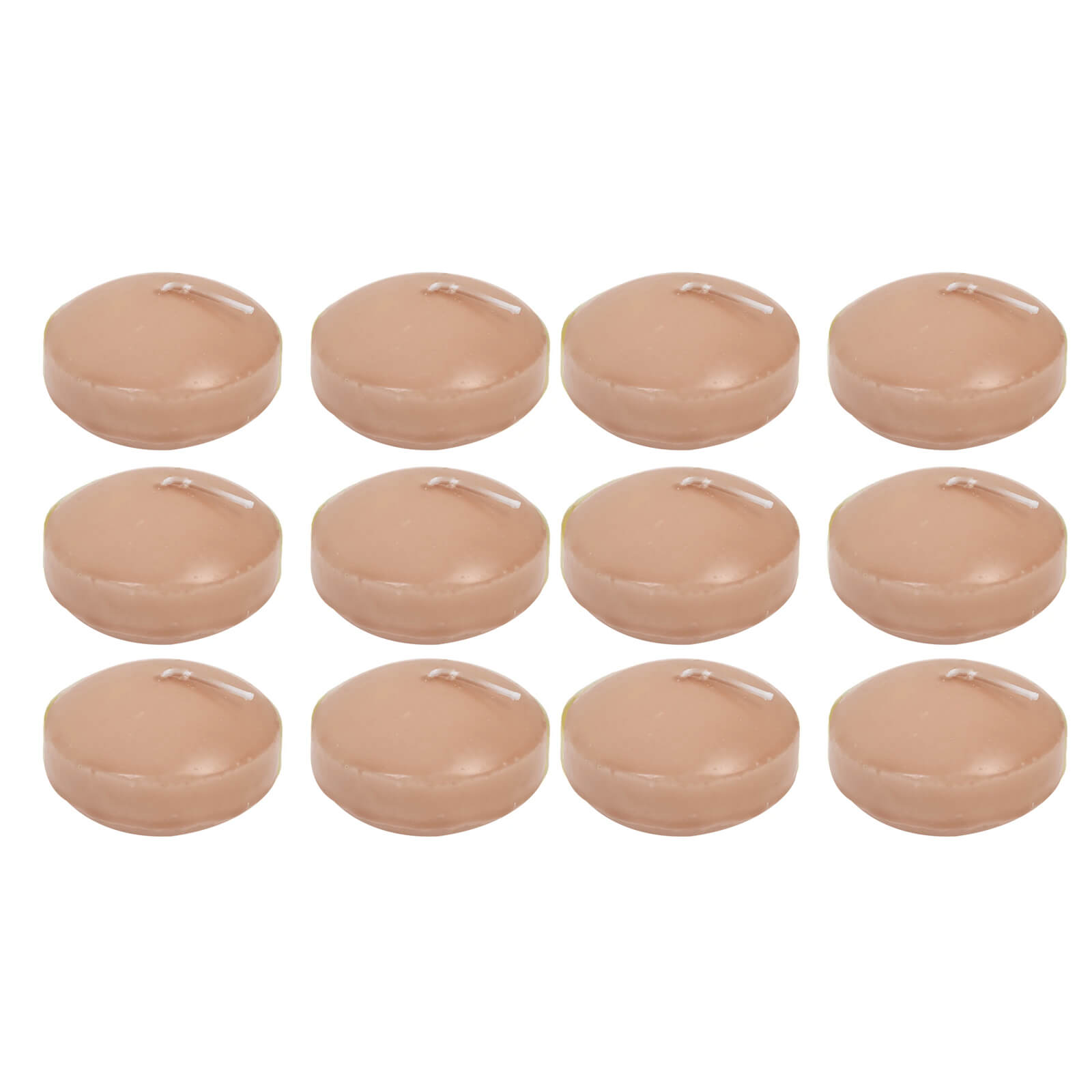 12 Pack 3" Beige Floating Candles, Unscented Dripless Wax Discs for Centerpieces