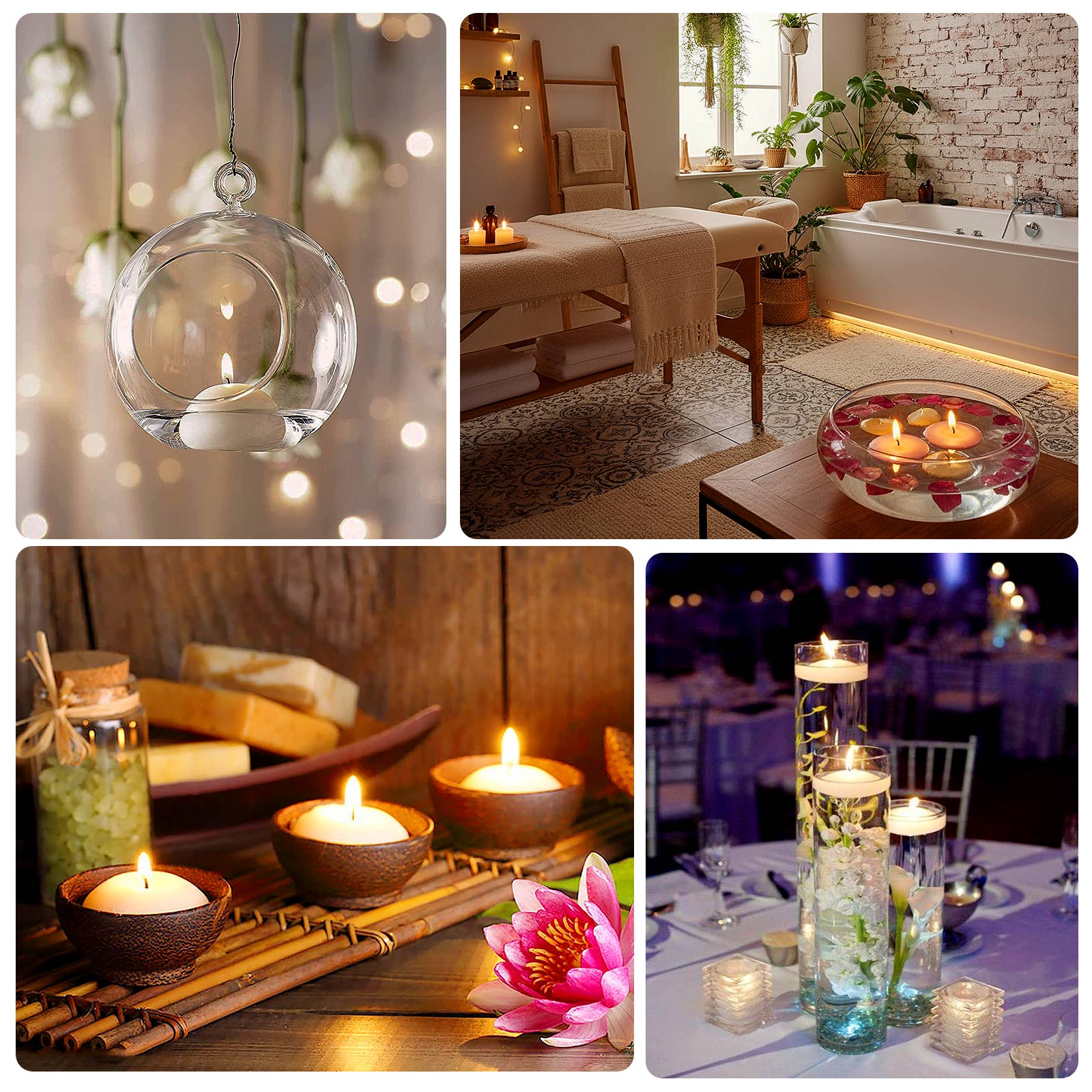 12 Pack 3" Gold Floating Candles, Unscented Dripless Wax Discs for Centerpieces