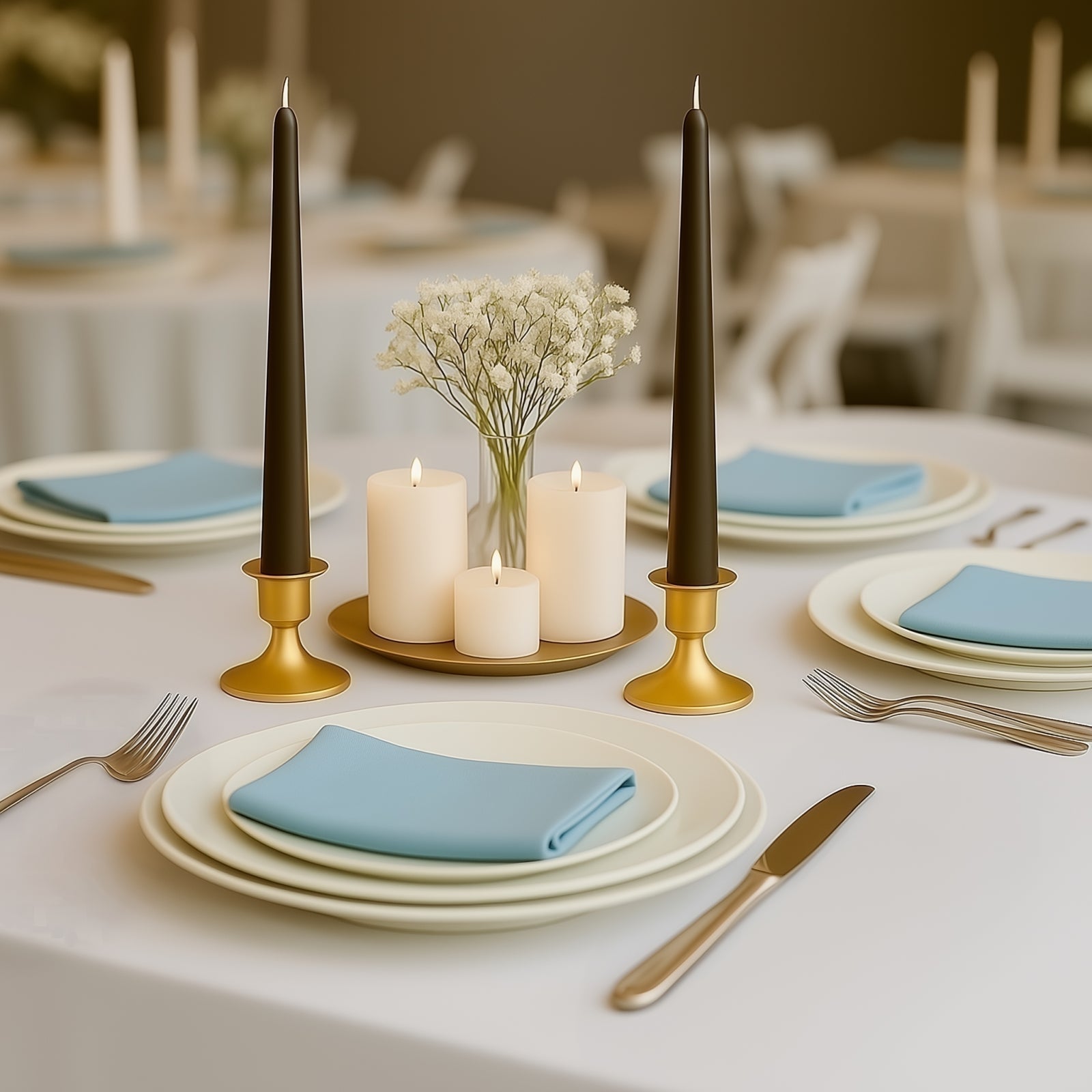 10-Pack Taper Candles Premium Wax Design Cinnamon Brown - Unscented Candles for Upscale Settings 10"