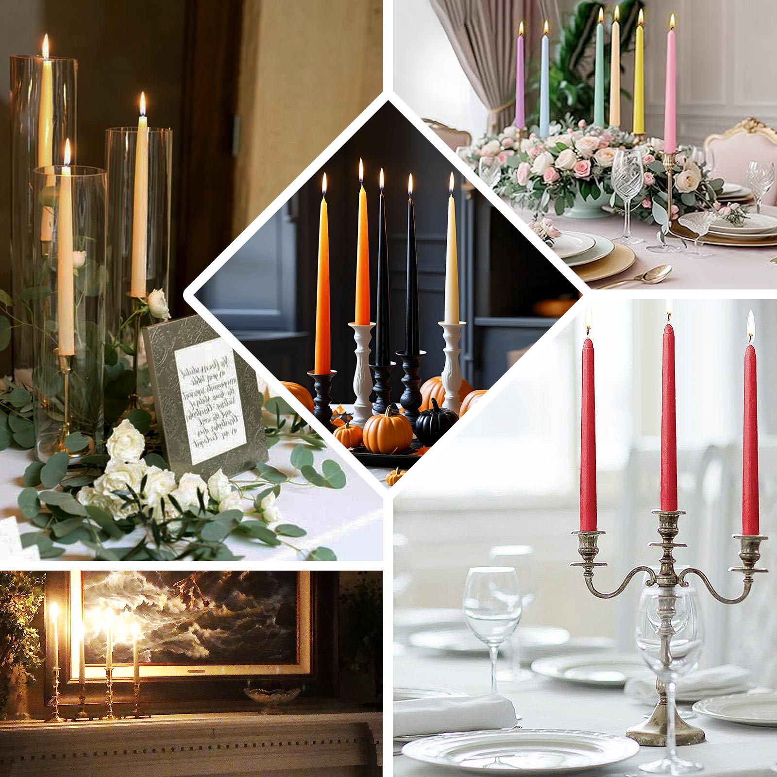 10-Pack Taper Candles Premium Wax Design Green - Unscented Candles for Upscale Settings 10"