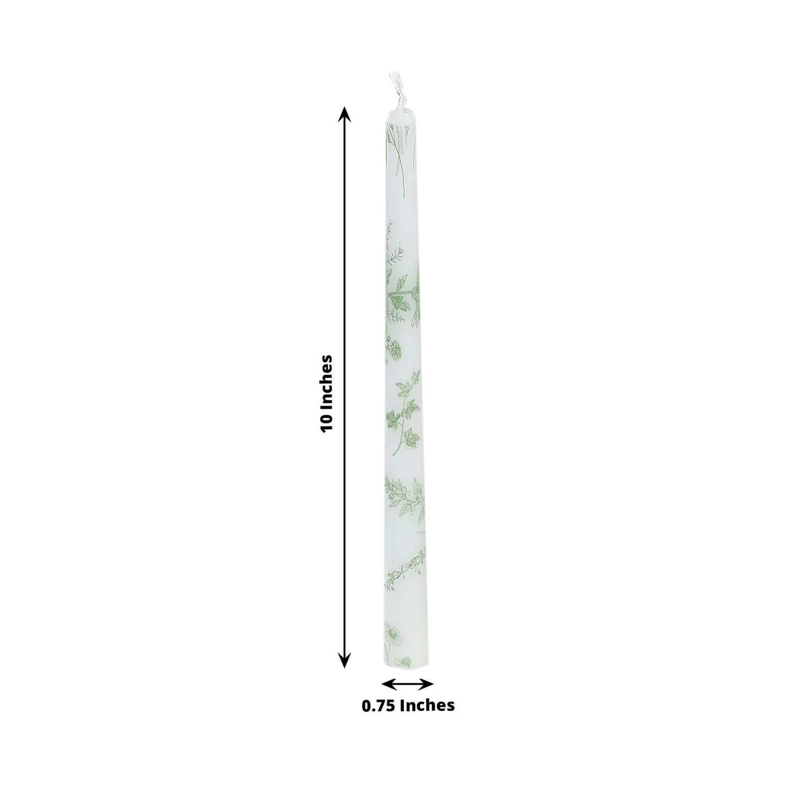 12 Pack 10" French Toile Wax Taper Candles White and Sage Green Unscented Candles