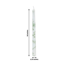 12 Pack 10" French Toile Wax Taper Candles White and Sage Green Unscented Candles
