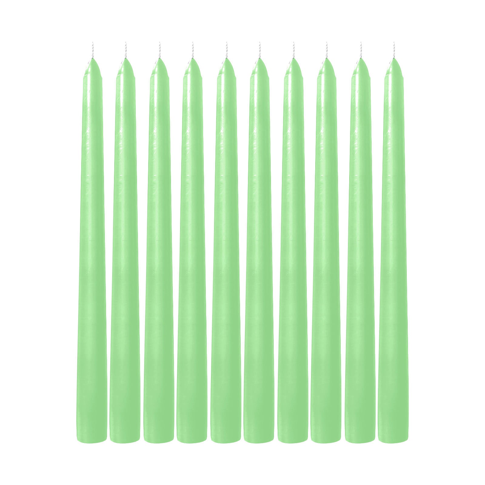 10-Pack Taper Candles Premium Wax Design Apple Green - Unscented Candles for Upscale Settings 10"