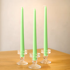 10-Pack Taper Candles Premium Wax Design Apple Green - Unscented Candles for Upscale Settings 10"