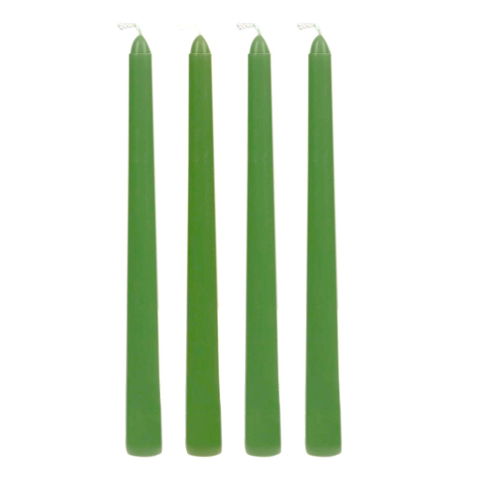 10-Pack Taper Candles Premium Wax Design Green - Unscented Candles for Upscale Settings 10"