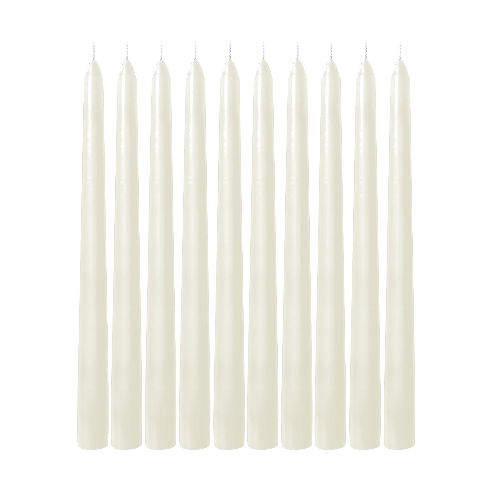 10-Pack Taper Candles Premium Wax Design Ivory - Unscented Candles for Upscale Settings 10"