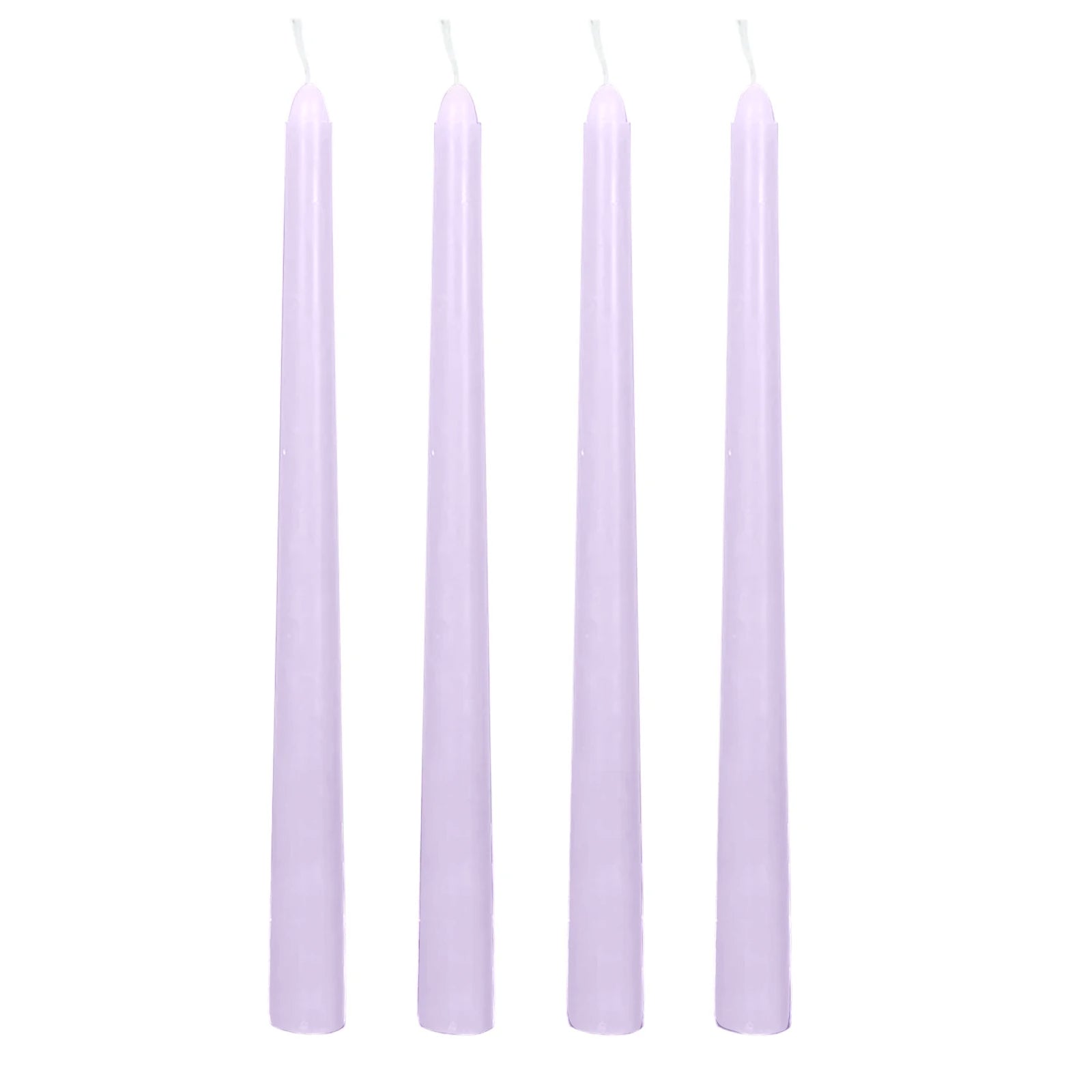 10-Pack Taper Candles Premium Wax Design Lavender Lilac - Unscented Candles for Upscale Settings 10"