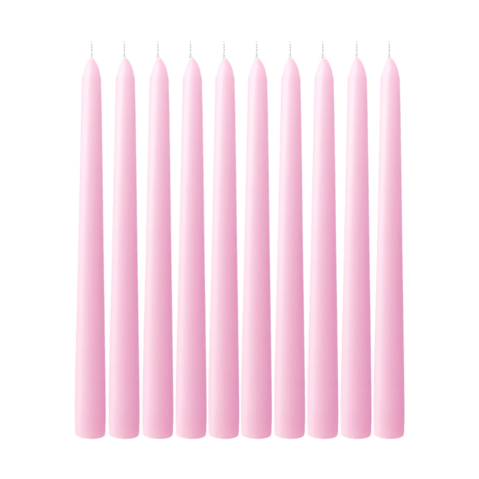 10-Pack Taper Candles Premium Wax Design Pink - Unscented Candles for Upscale Settings 10"