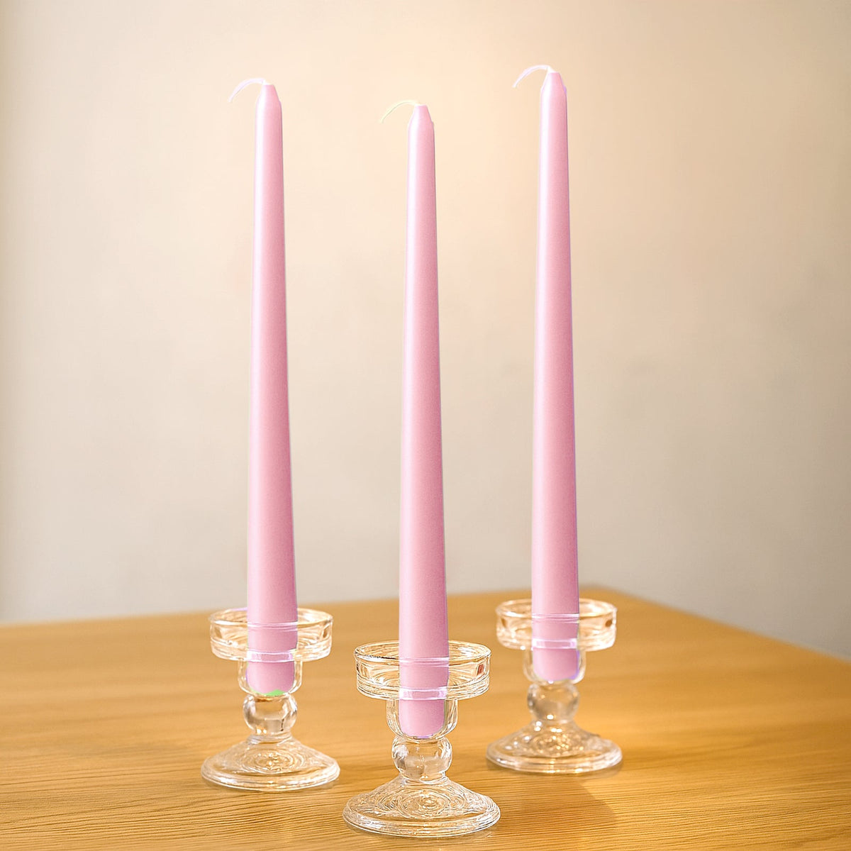 10-Pack Taper Candles Premium Wax Design Pink - Unscented Candles for Upscale Settings 10"