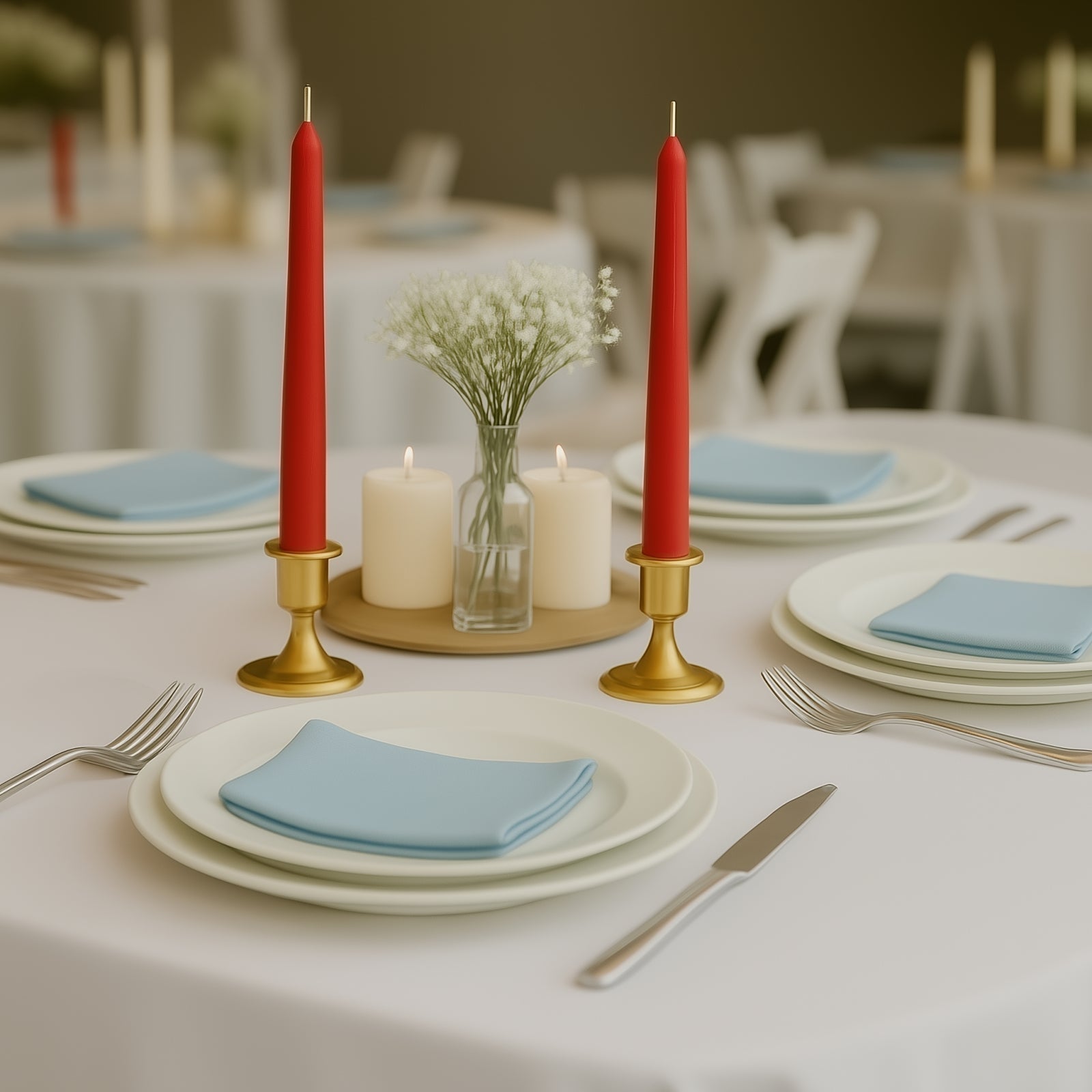 10-Pack Taper Candles Premium Wax Design Red - Unscented Candles for Upscale Settings 10"