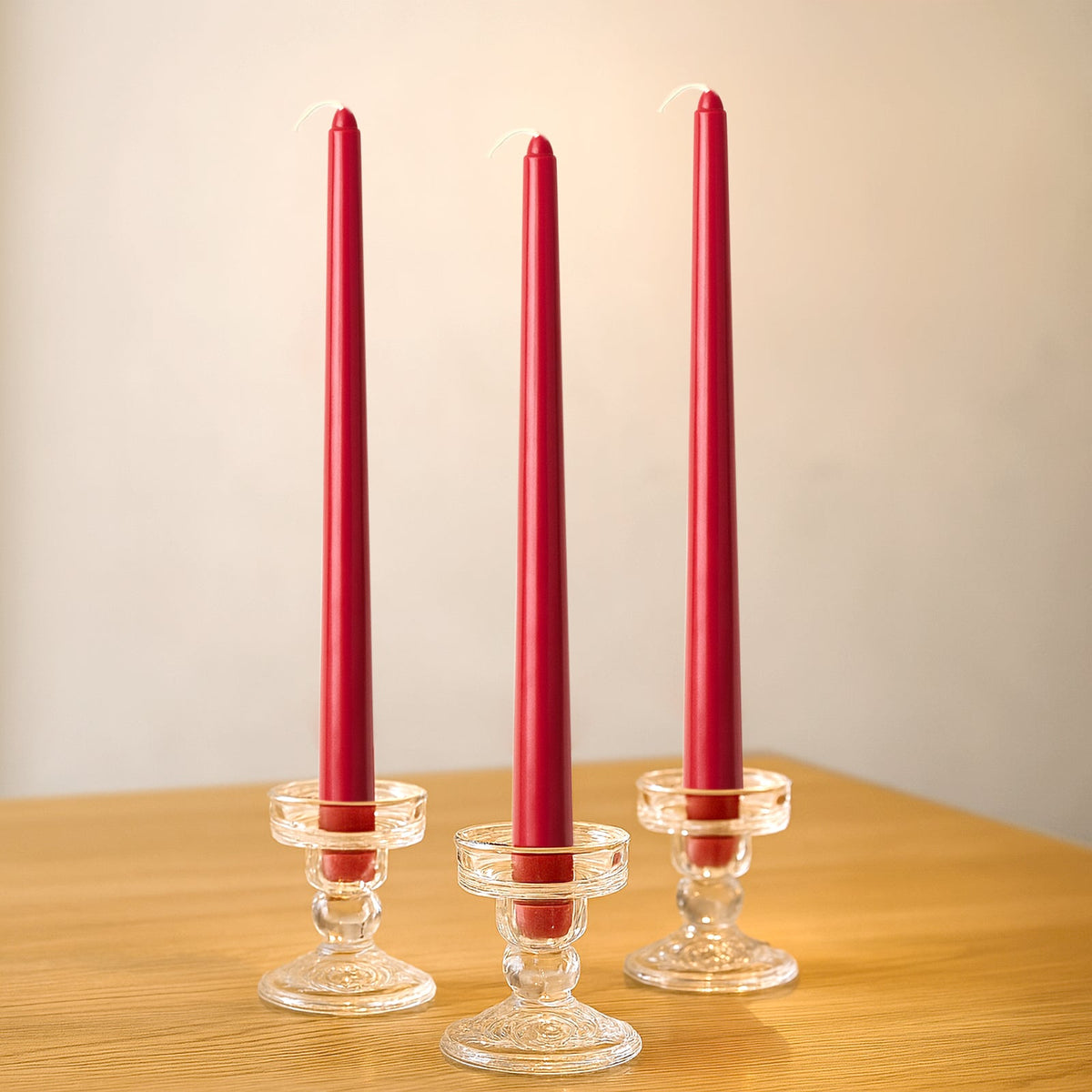 10-Pack Taper Candles Premium Wax Design Red - Unscented Candles for Upscale Settings 10"
