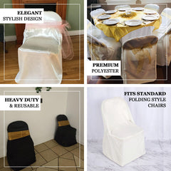 Polyester Slip On Folding Chair Covers White - Stain-Resistant Reusable Durable Fabric