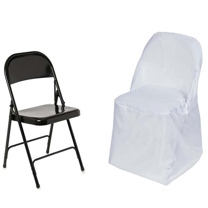 Polyester Slip On Folding Chair Covers White - Stain-Resistant Reusable Durable Fabric