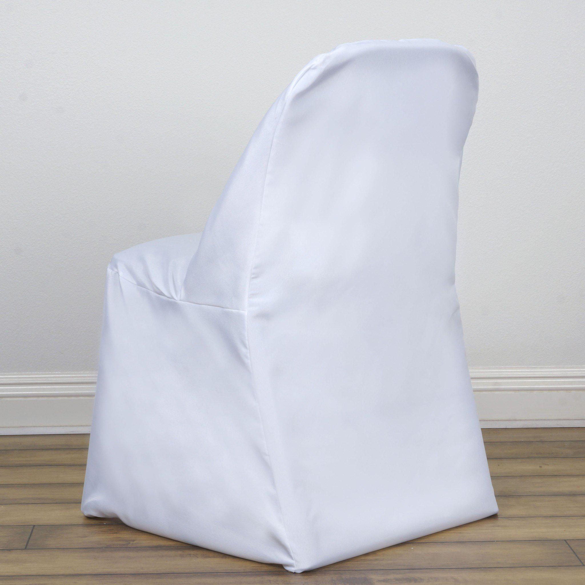 Polyester Slip On Folding Chair Covers White - Stain-Resistant Reusable Durable Fabric