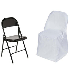Polyester Slip On Folding Chair Covers White - Stain-Resistant Reusable Durable Fabric