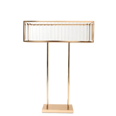 Gold Crystal Pendant Flower Stand, Metal Centerpiece Vase – 32" Tall Rectangular Display Rack