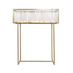 Gold Crystal Pendant Flower Stand, Metal Centerpiece Vase – 48" Tall Rectangular Display Rack