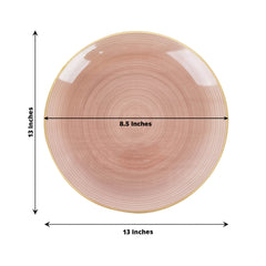 20 Pack 13" Economy Plastic Charger Plates – Transparent Dusty Rose Swirl Design with Gold Rim, Stylish Table Chargers