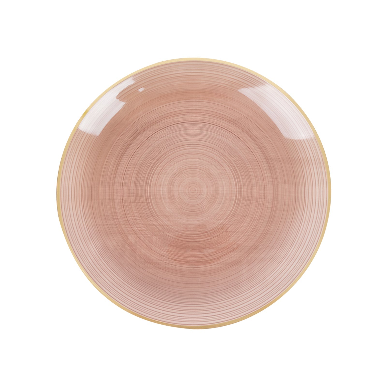 20 Pack 13" Economy Plastic Charger Plates – Transparent Dusty Rose Swirl Design with Gold Rim, Stylish Table Chargers