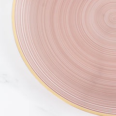 20 Pack 13" Economy Plastic Charger Plates – Transparent Dusty Rose Swirl Design with Gold Rim, Stylish Table Chargers