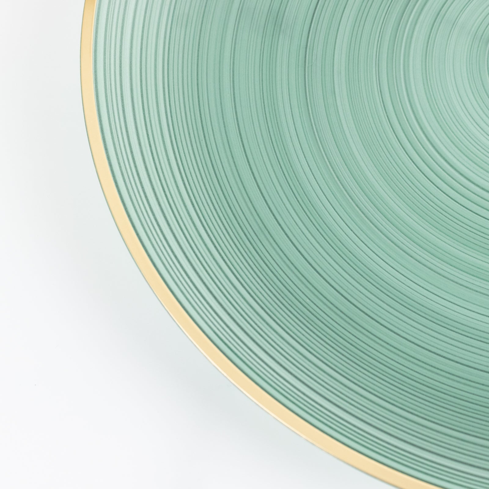 20 Pack 13" Economy Plastic Charger Plates – Transparent Dusty Sage Green Swirl Design with Gold Rim, Stylish Table Chargers