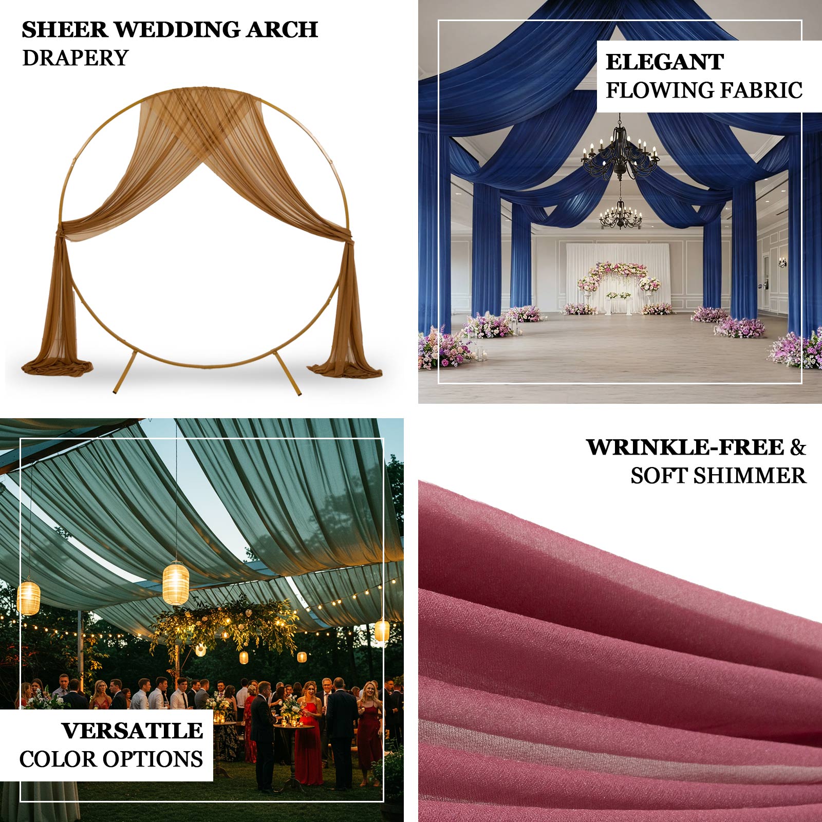 Dusty Blue Sheer Backdrop Drape – 5ftx32ft Wedding Arch & Ceiling Decor Panel, Wrinkle Free with Soft Shimmer