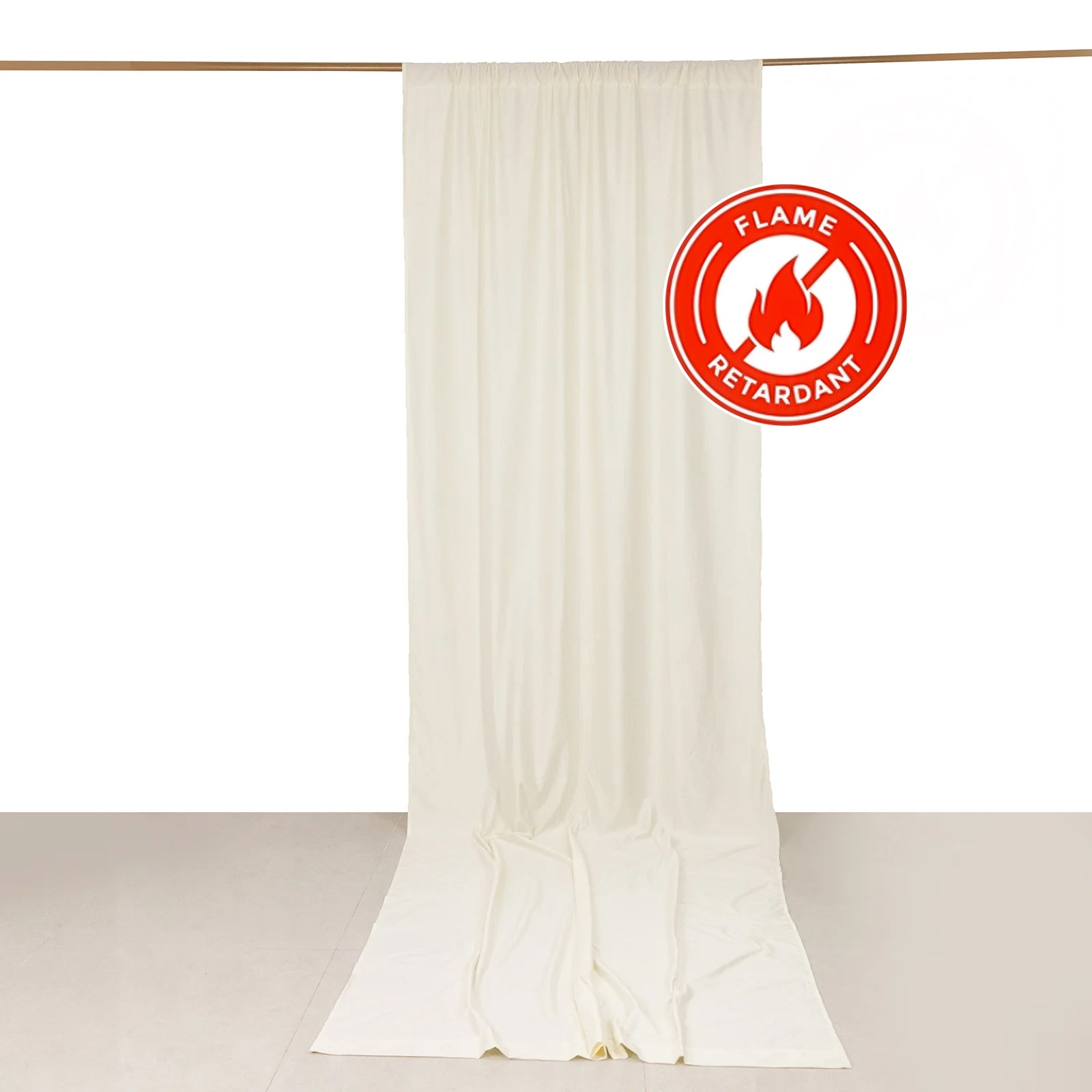 Ivory Scuba Polyester Event Curtain Drapes, Durable Flame Resistant Backdrop Event Panel Wrinkle Free with Rod Pockets - 5ftx14ft