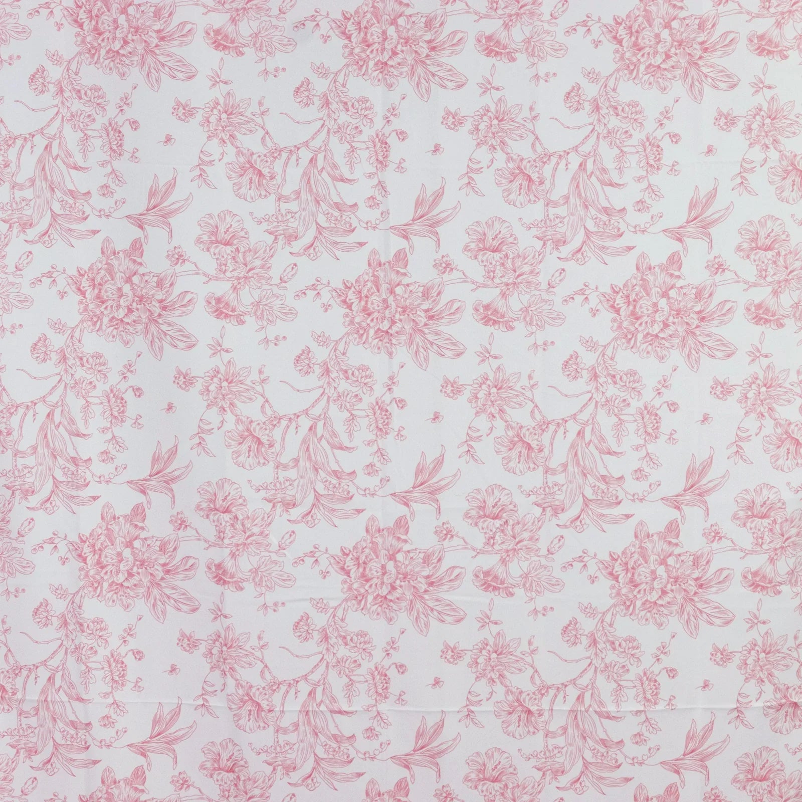 French Toile Polyester Backdrop Curtain – Pink Floral 5ft x 12ft Rod Pocket Drape Panel