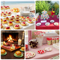 50-Pack Paper 3.5" Round Party Plates in Dusty Blue with Gold Scalloped Rim for Tapas, Appetizers & Finger Foods