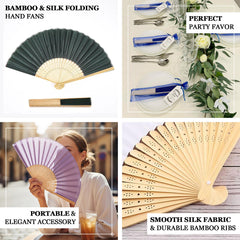 5 Pack Orange Asian Silk Folding Fans Party Favors, Oriental Folding Fan Favors