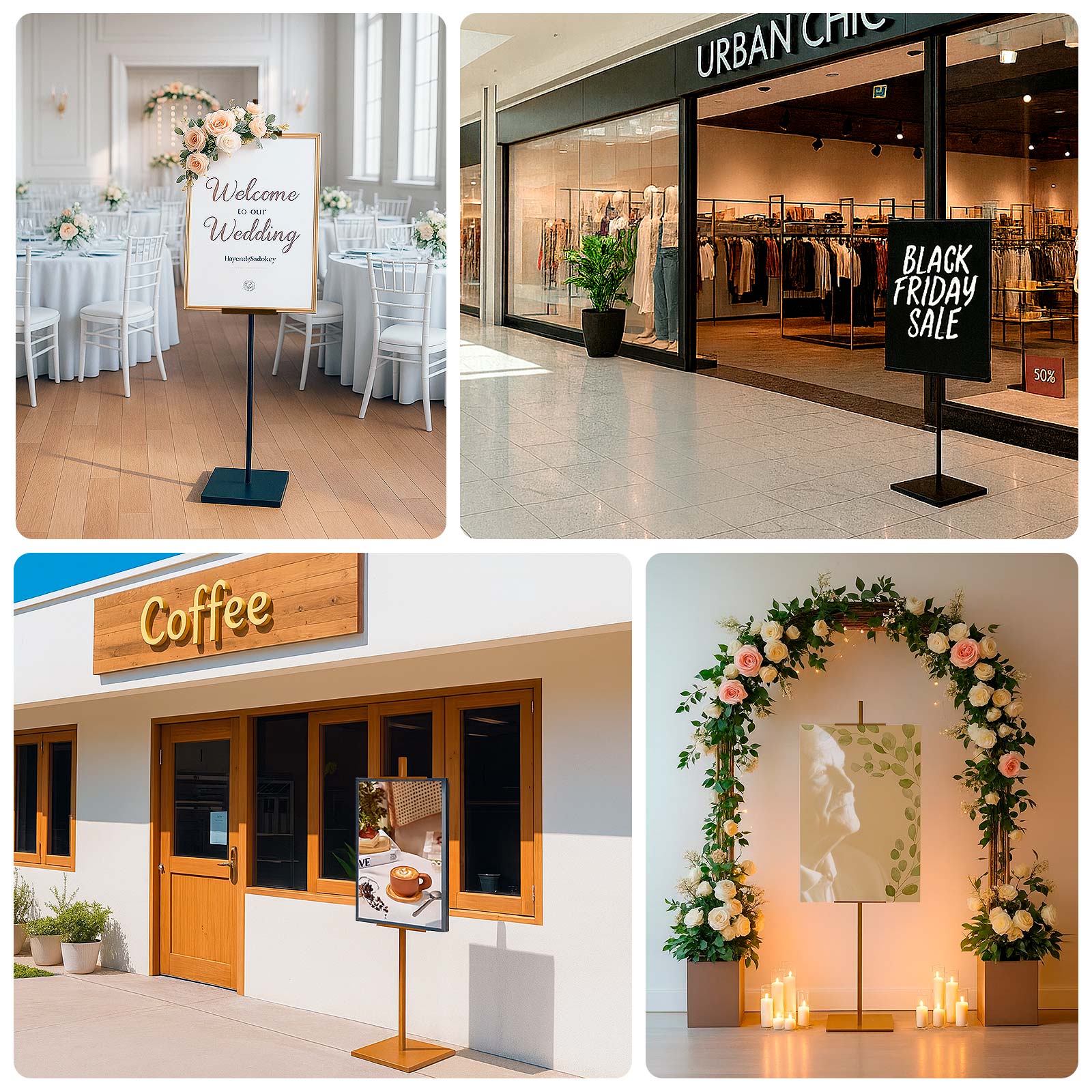 Gold Metal Painting Display Easel Stand 5.5ft - Adjustable Heavy-Duty Holder for Frames, Canvas & Artwork