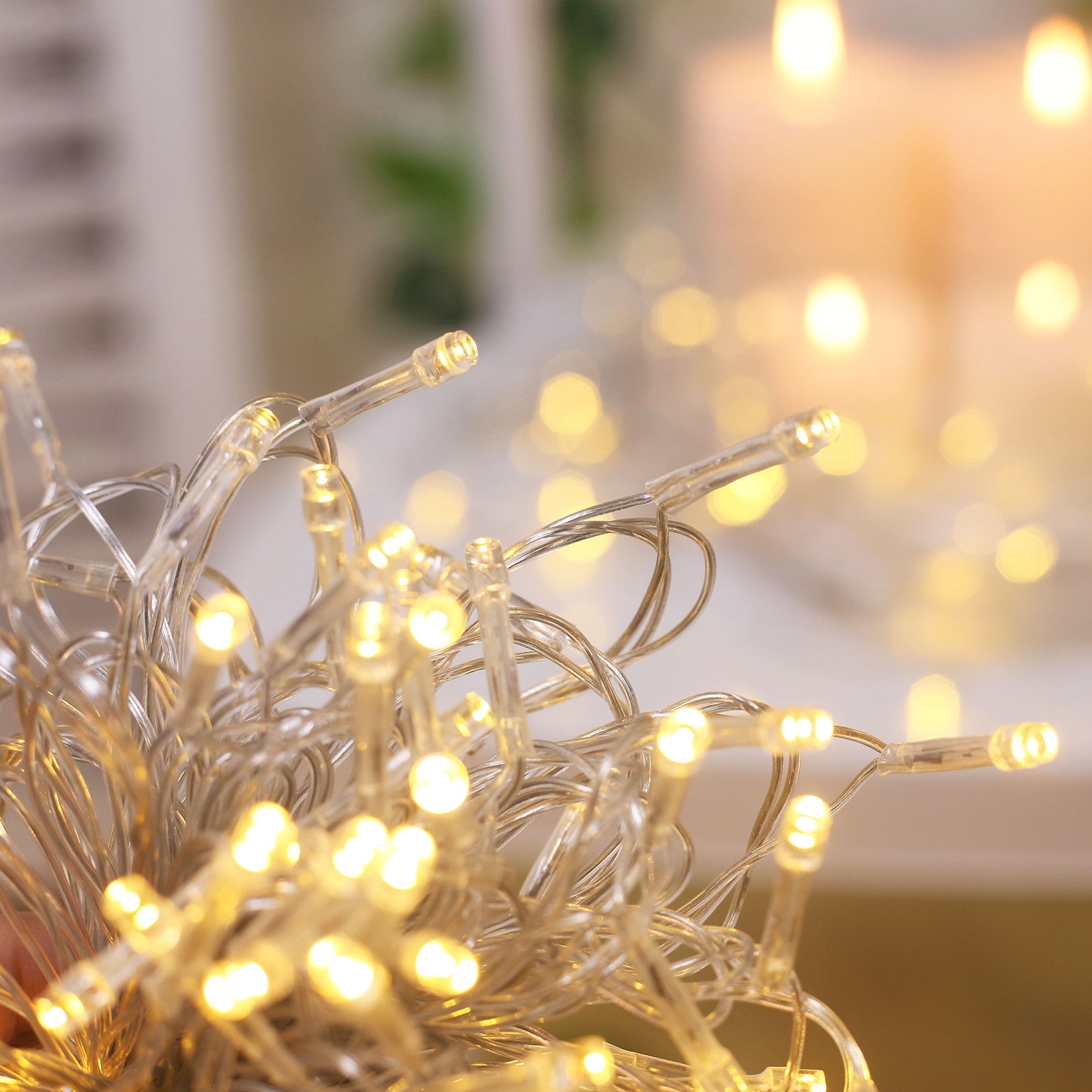 LED Curtain Fairy Lights 10ft x 40ft – Warm White 1200 LED Plug-In String Lights, 8 Modes, End-to-End Connectable, Indoor/Outdoor Use