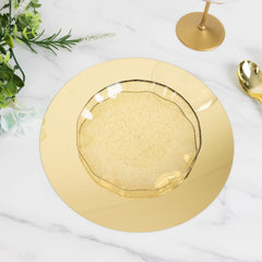 10-Pack Candle Plate Centerpiece Bases Circle Acrylic Mirror Tray Gold Round - Event Decor 10"