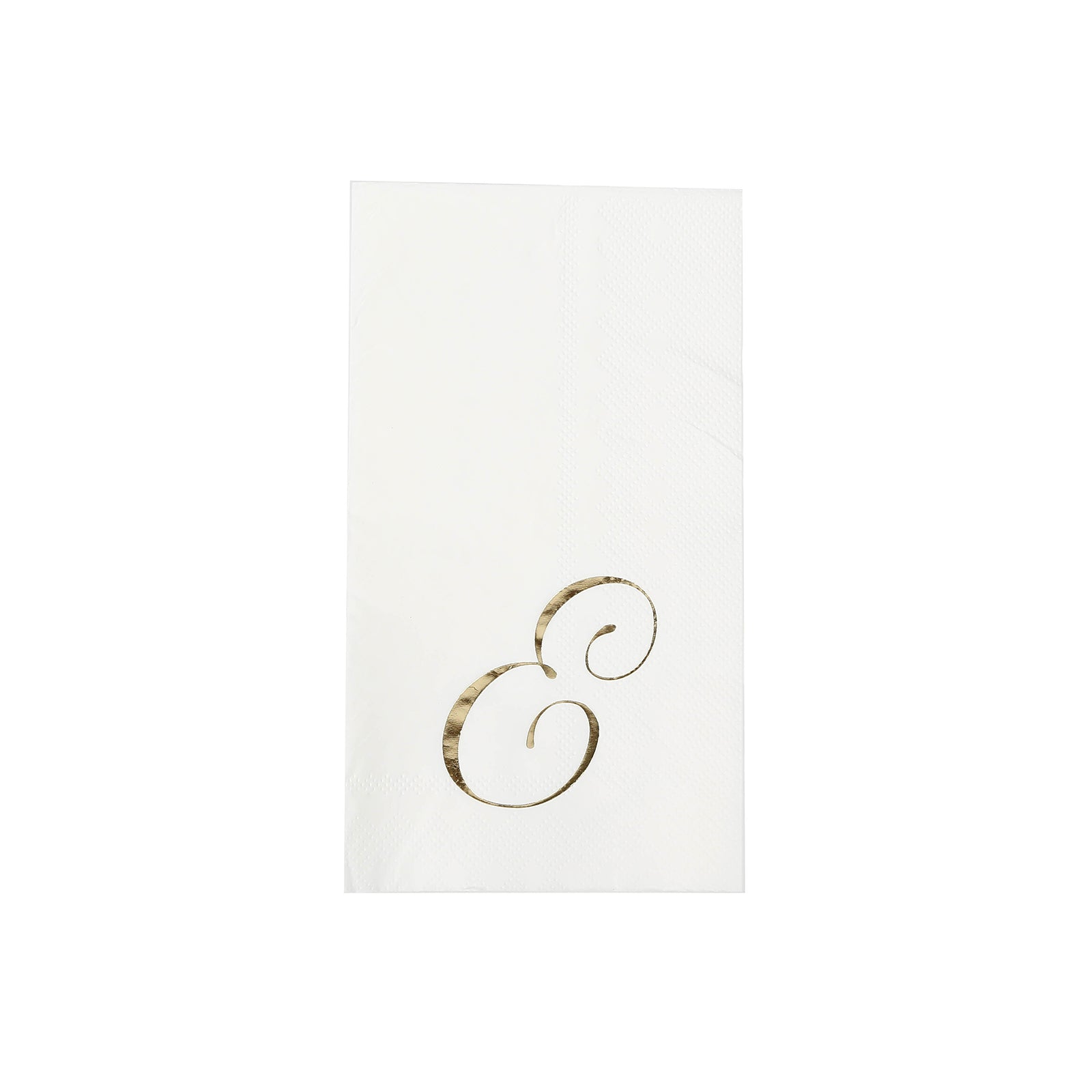 100 Paper Dinner Napkins White with Gold Foil Monogram "E" – 8"x4" Folded, Disposable Party Napkins