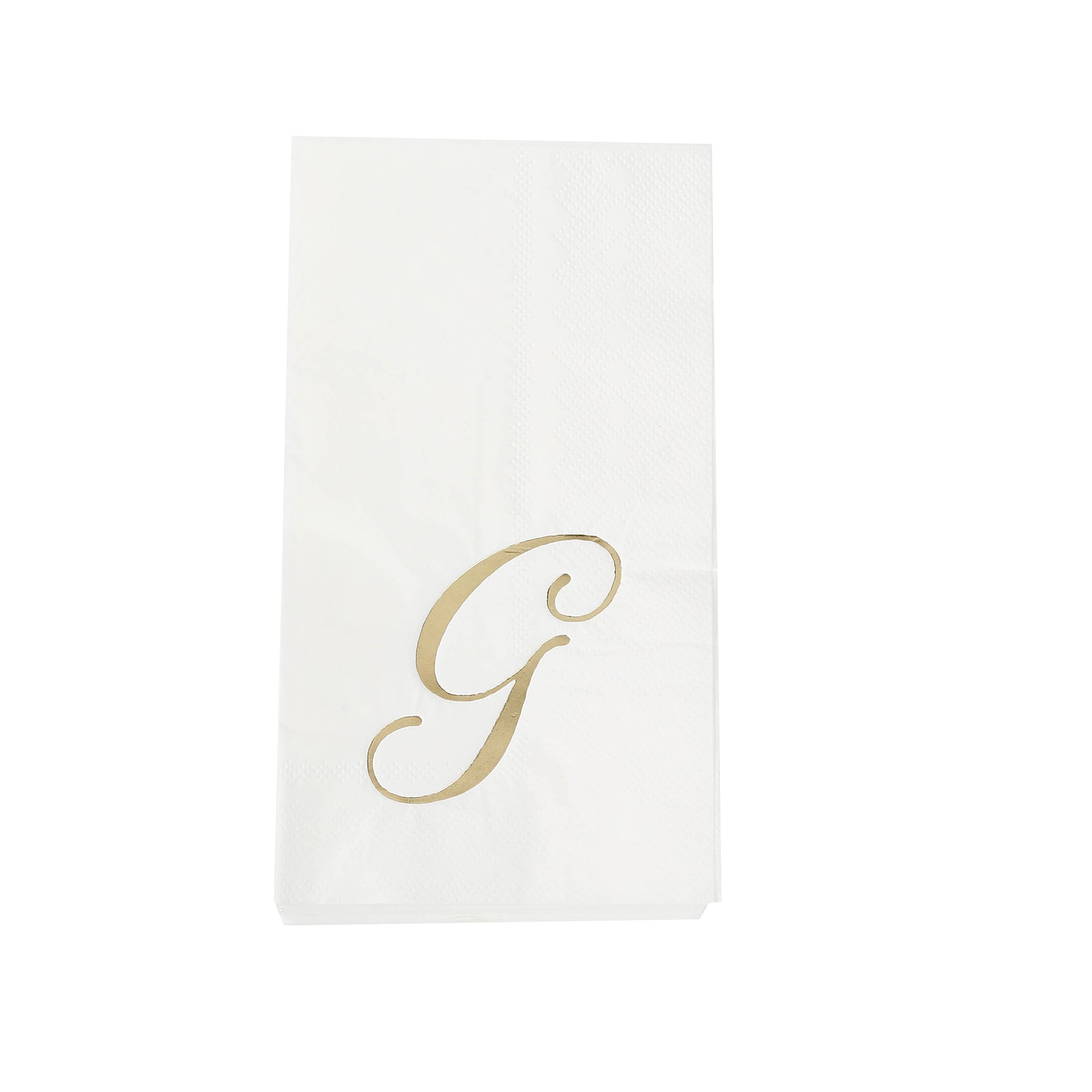 100 Paper Dinner Napkins White with Gold Foil Monogram "G" – 8"x4" Folded, Disposable Party Napkins