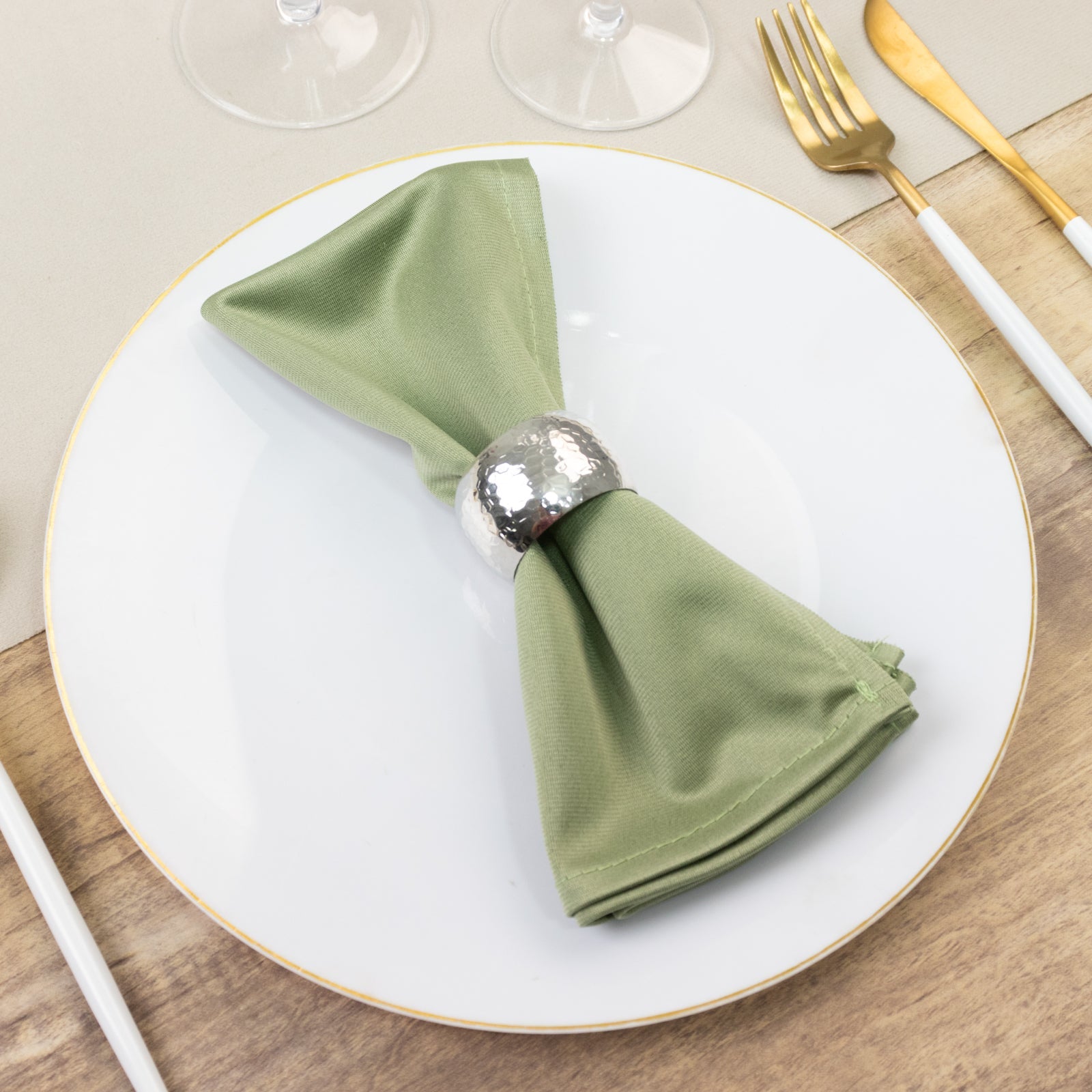 5 Pack Dusty Sage Green Scuba Napkins – 17"x17", Wrinkle-Free & Stain Resistant Cloth Napkins