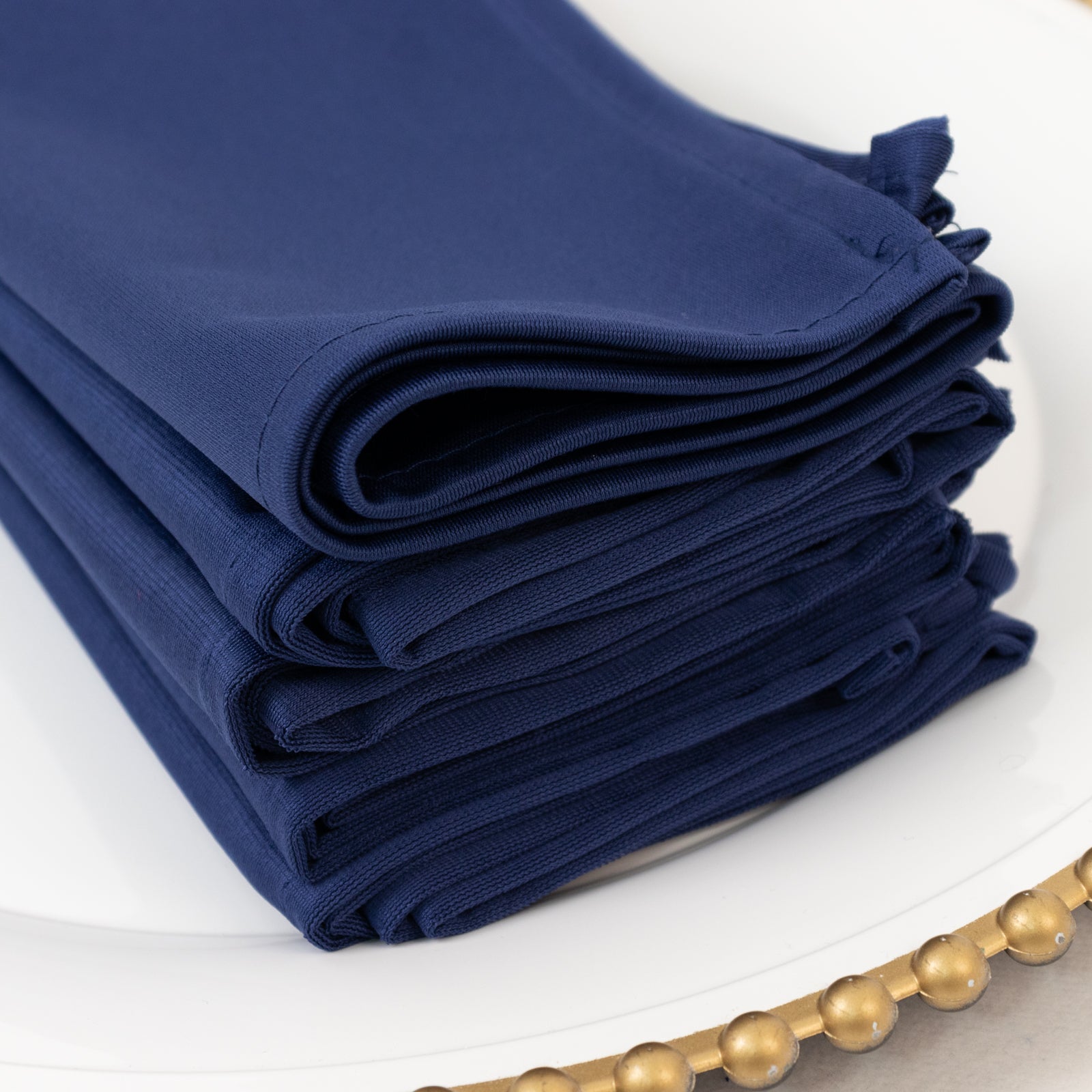 5 Pack Navy Blue Scuba Napkins – 17"x17", Wrinkle-Free & Stain Resistant Cloth Napkins