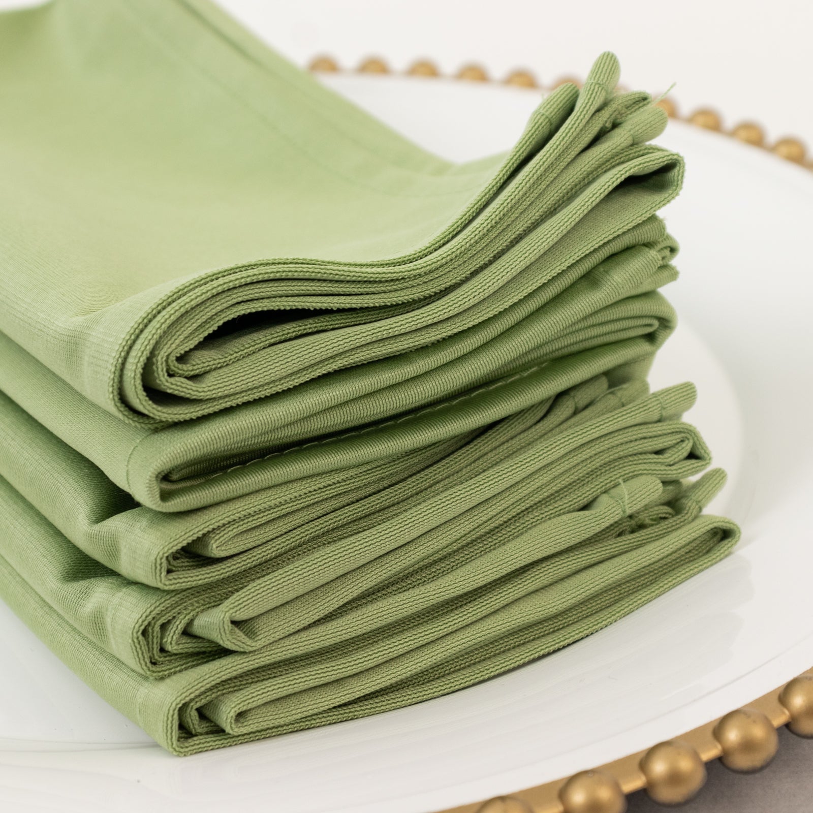5 Pack Sage Green Scuba Napkins – 17"x17", Wrinkle-Free & Stain Resistant Cloth Napkins