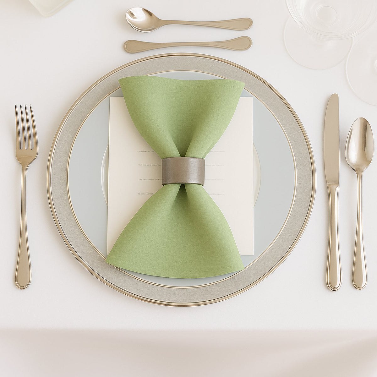 5 Pack Sage Green Scuba Napkins – 17"x17", Wrinkle-Free & Stain Resistant Cloth Napkins