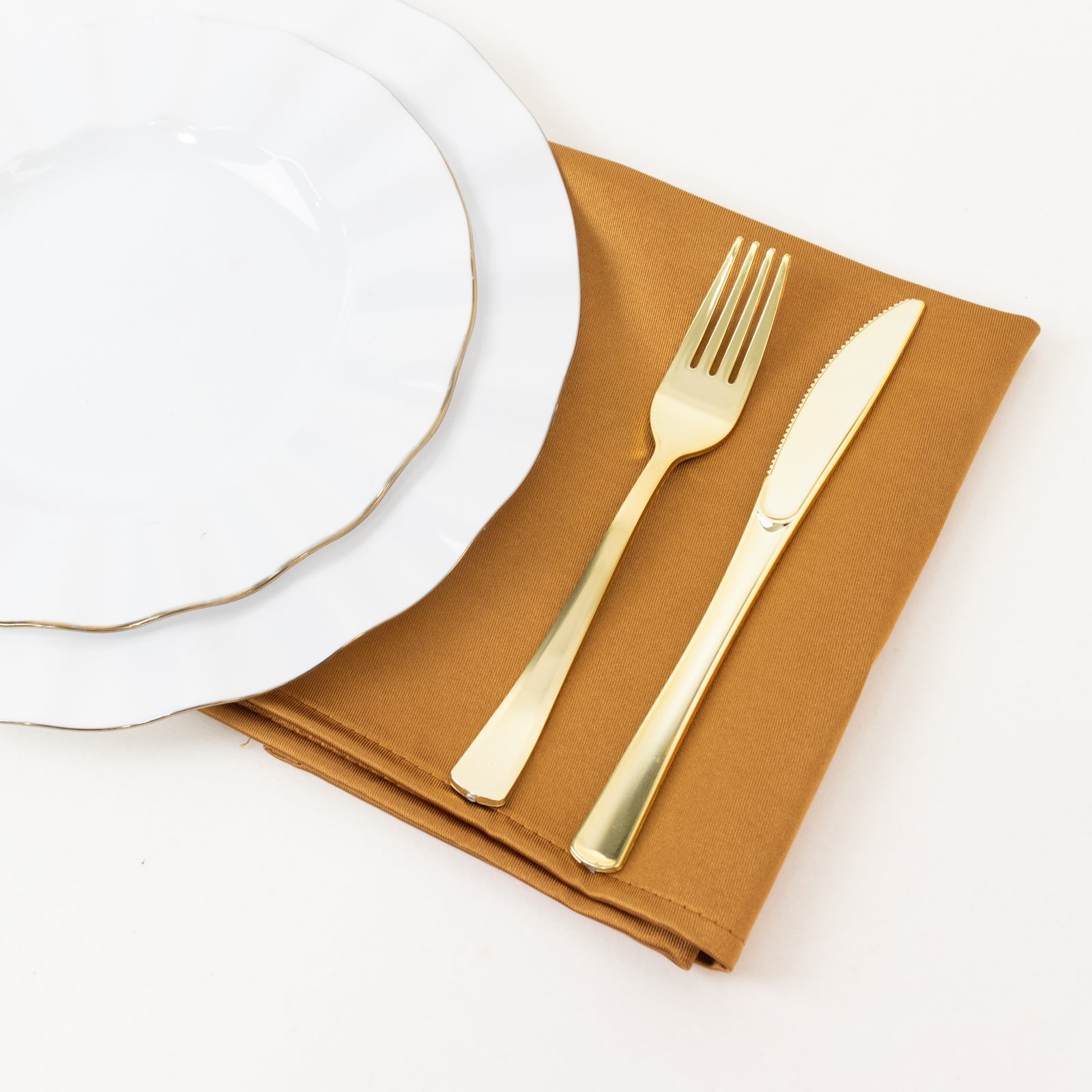 5 Pack Shimmer Gold Scuba Napkins – 17"x17" Wrinkle-Free & Stain-Resistant Cloth Table Napkins