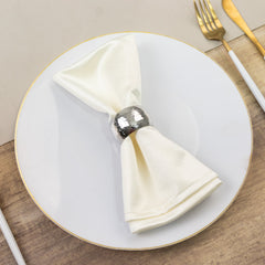 5 Pack Shimmer Pearl White Scuba Napkins – 17"x17" Wrinkle-Free & Stain-Resistant Cloth Table Napkins